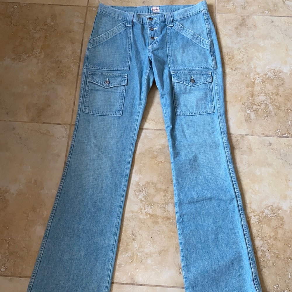 Joie Light Blue Wide-Leg Jeans with Patch Pockets